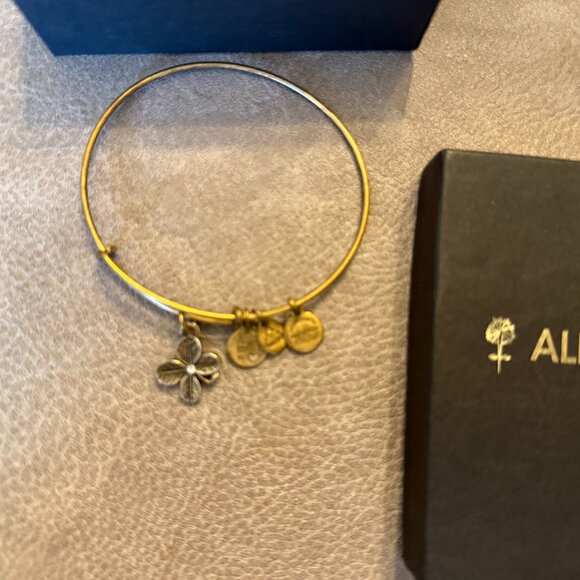 Alex and Ani Stackable Charm Bracelet Preowned Four Leaf Clover - Picture 1 of 4